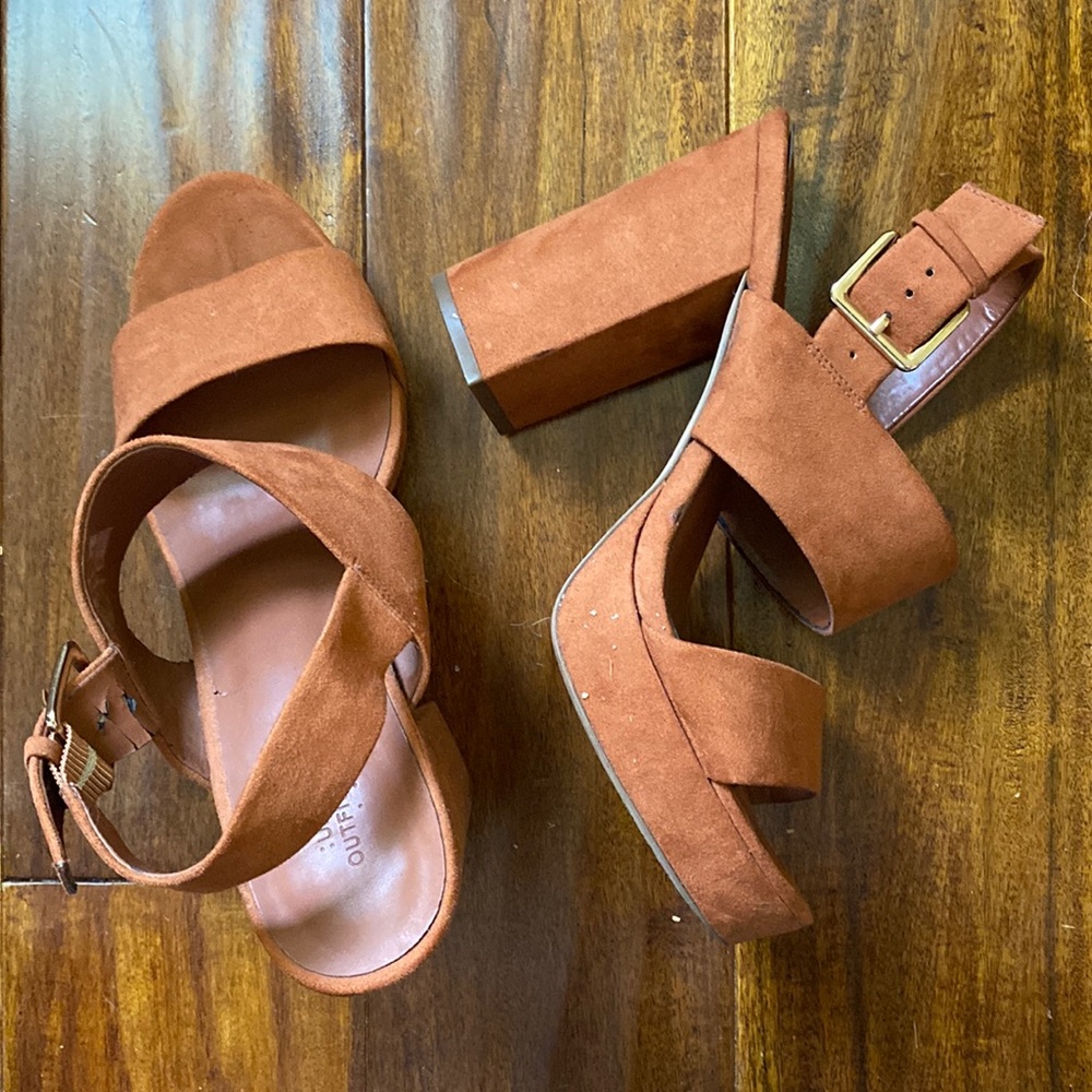 Rust suede Urban Outfitters platforms